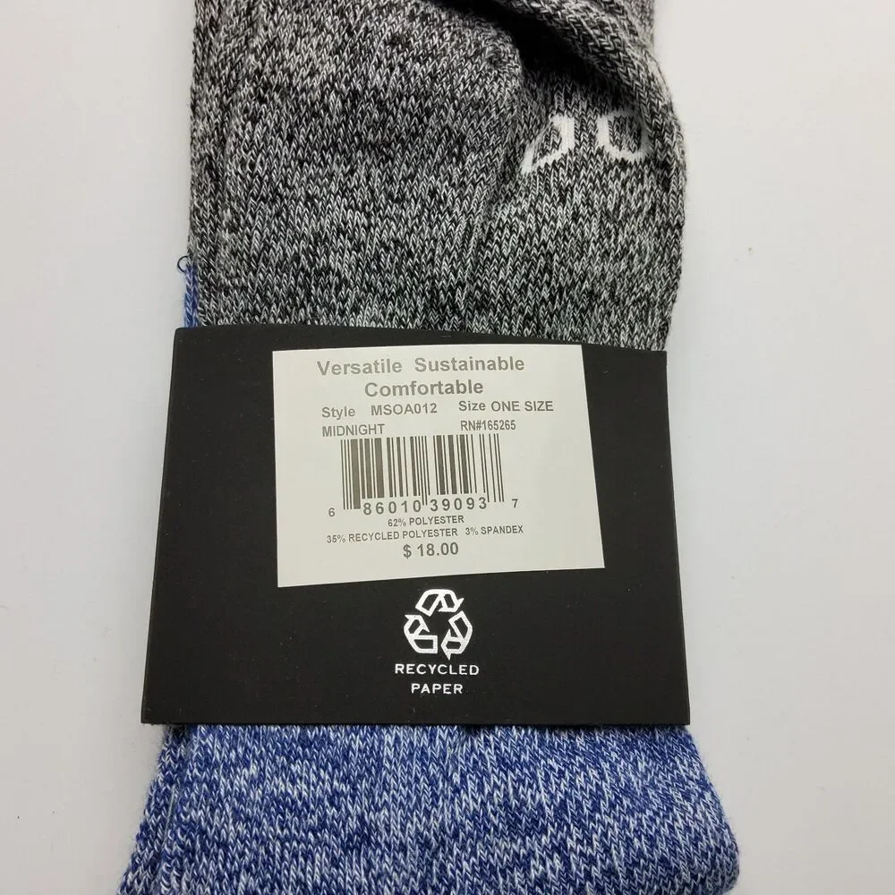 Troop Unisex Crew Socks ~ Repreve Midnight Blue Gray ~ Sustainable ~ One Size